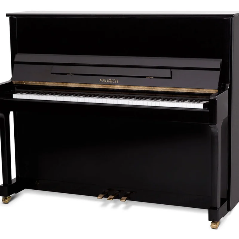 FEURICH 122 Universal (Black Satin - Brass) – Toàn cảnh thiết kế tại Elite Piano